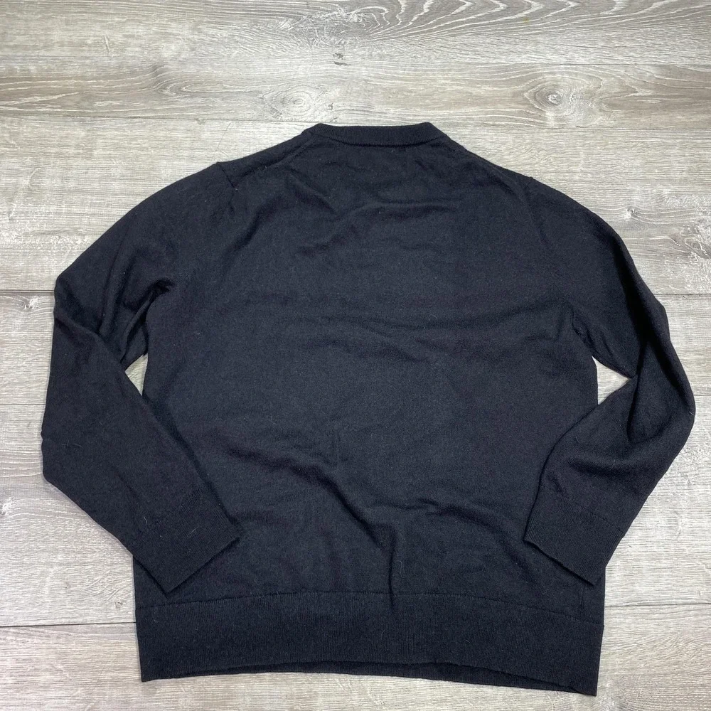 Banana Republic Sweater Mens Large Black Italian Merino Wool Crewneck‎ Pullover